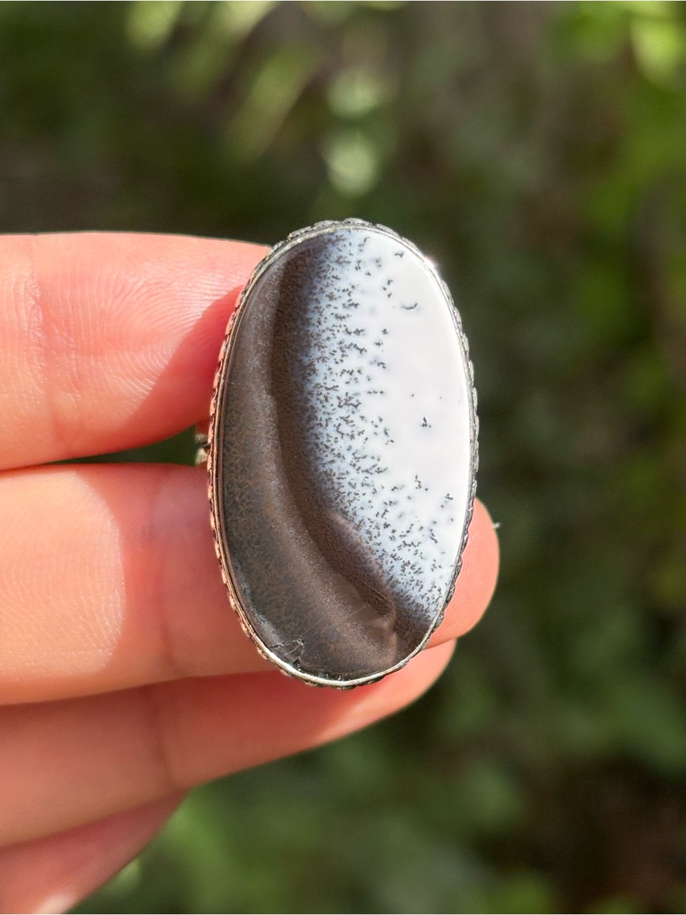 SIZE 6.5 925 Silver Plated Dendritic Agate Ring ZZRG00048